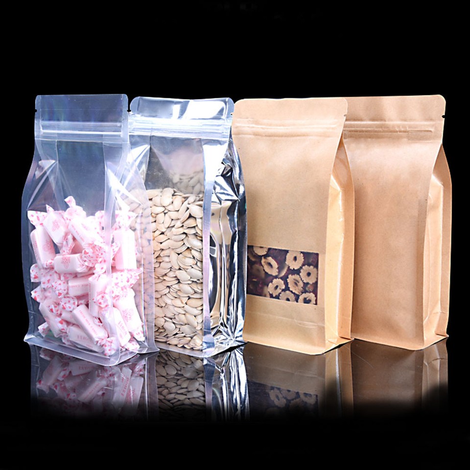 Bolsas de sello transparente bolsa de aluminio Mylar papel Kraft bolsa de alimentos de pie