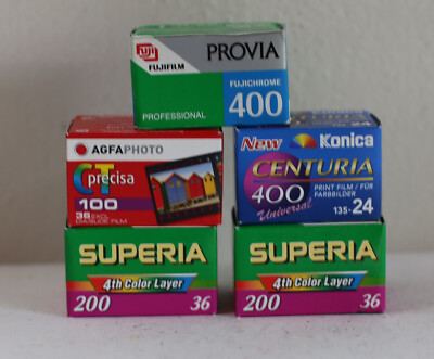 5x Fotofilm Konica, Fuji & AGFA - alt - MHD überschitten