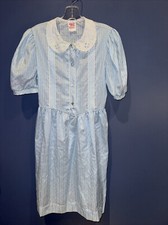 Girls 16.5 Dress, 1960 Vintage Cottage Core, Blue Drop Waist Dolly Dress Arlene