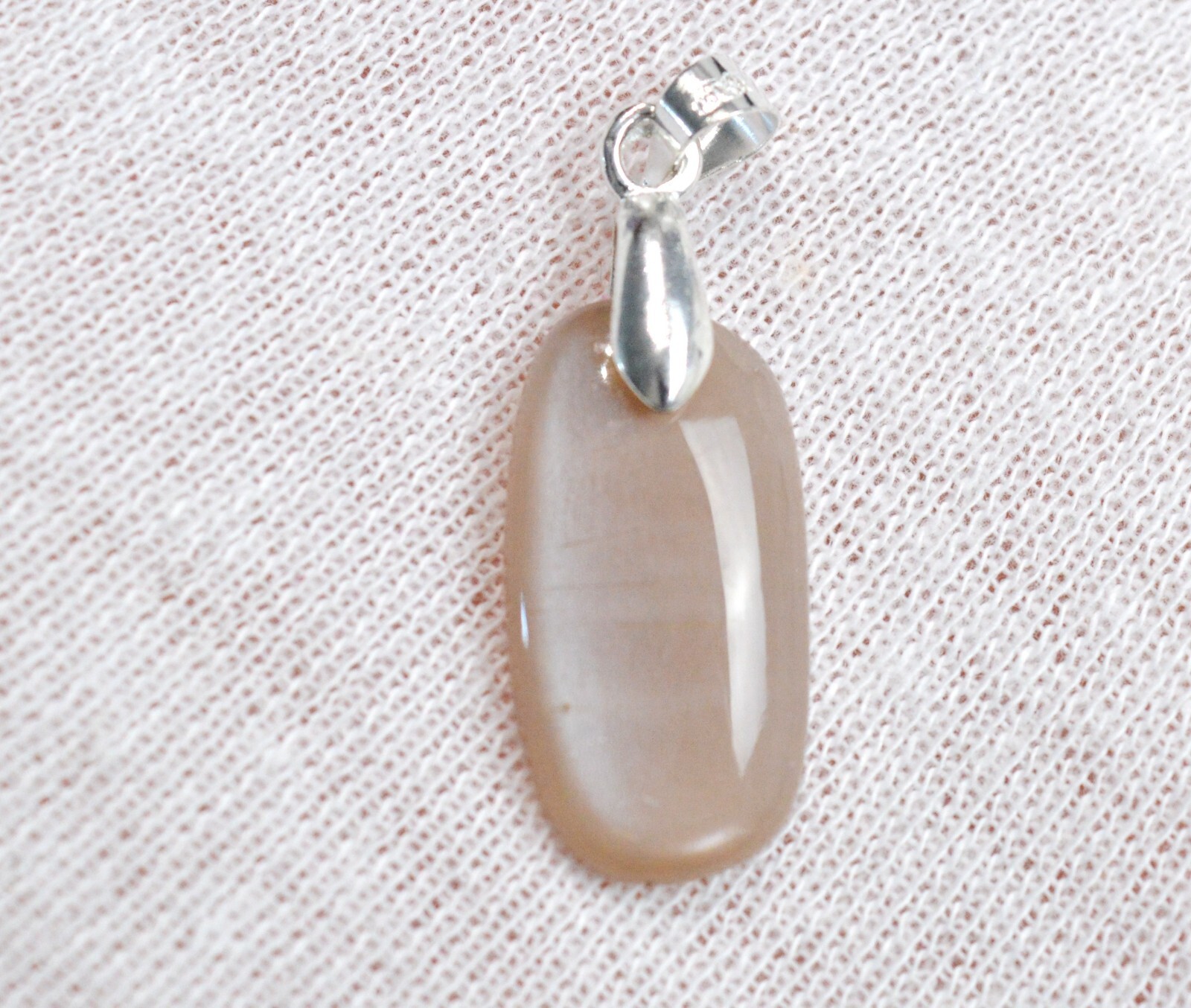Pierre de lune pêche pendentif or 9 carats cabochon collier pierre naturelle Inde DZ12