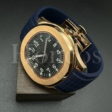 Custom Made PP Style Watch NH35 Automatic Movement Aquanaut BLK Dial RG Bezel DB