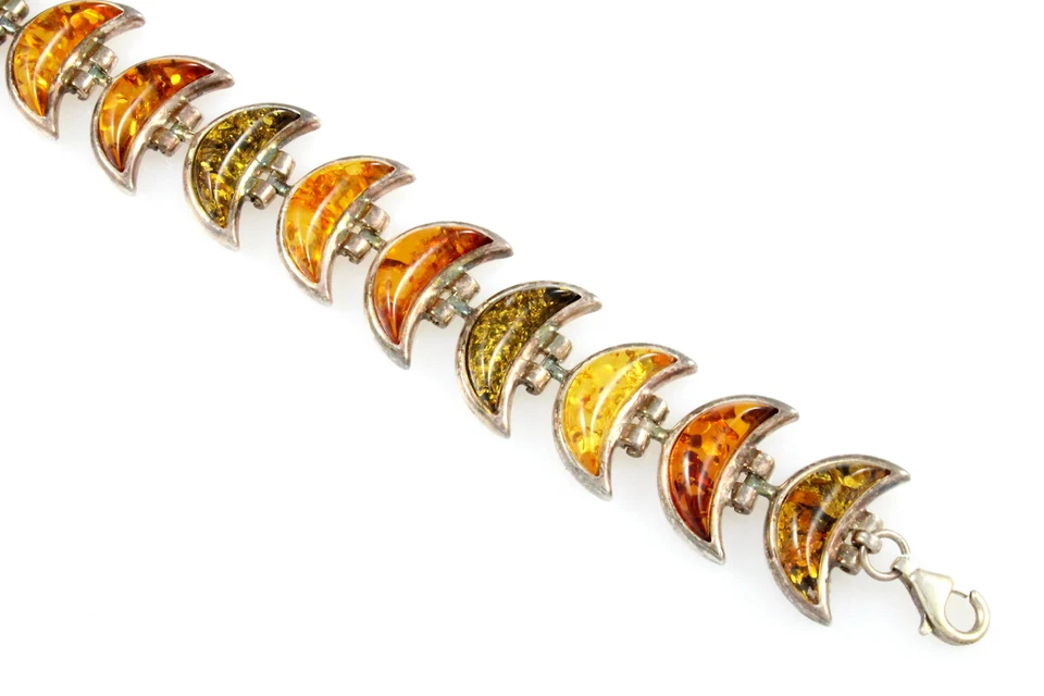 BRACCIALE DONNA IN ARGENTO 925 % E AMBRA NATURALE MEZZA LUNA - Immagine 3 di 3