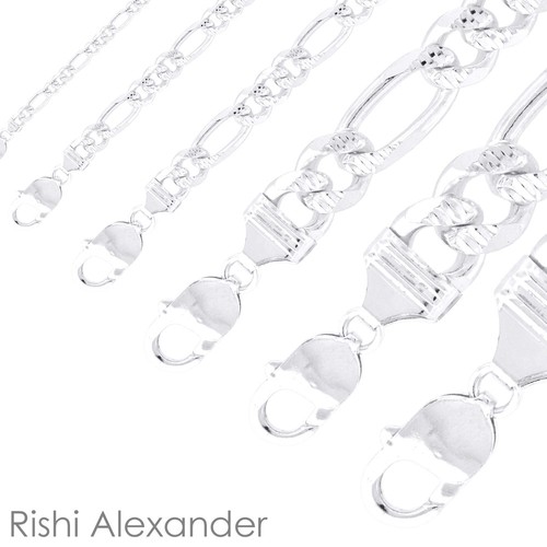 Mens Diamond Cut Figaro Chain Necklace 
