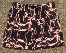 Members Only Swim Shorts Black Red Lighting Print Mesh Liner Stretch UV Men Sz L