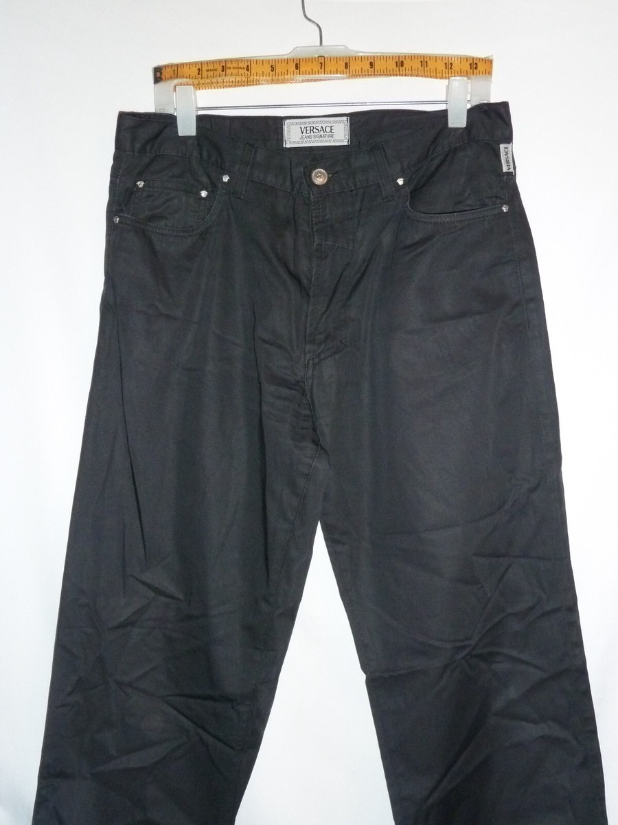 VERSACE BLACKパンツ $595 Versace 34x33 Mens Large Black Casual Chino Pants Jeans