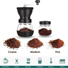 Hand Coffee Grinder Mill Small with 2 Glass Jars( 11OZ per Jar)