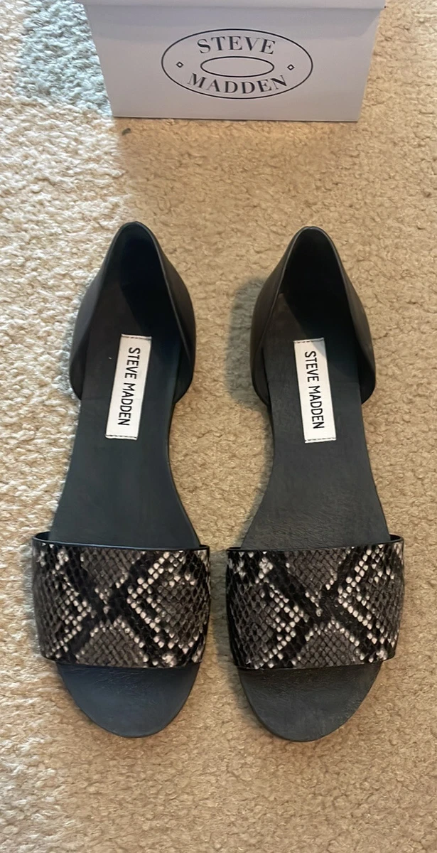 Steve Madden Sidestep Snake Print Open Toe Flat 6M eBay