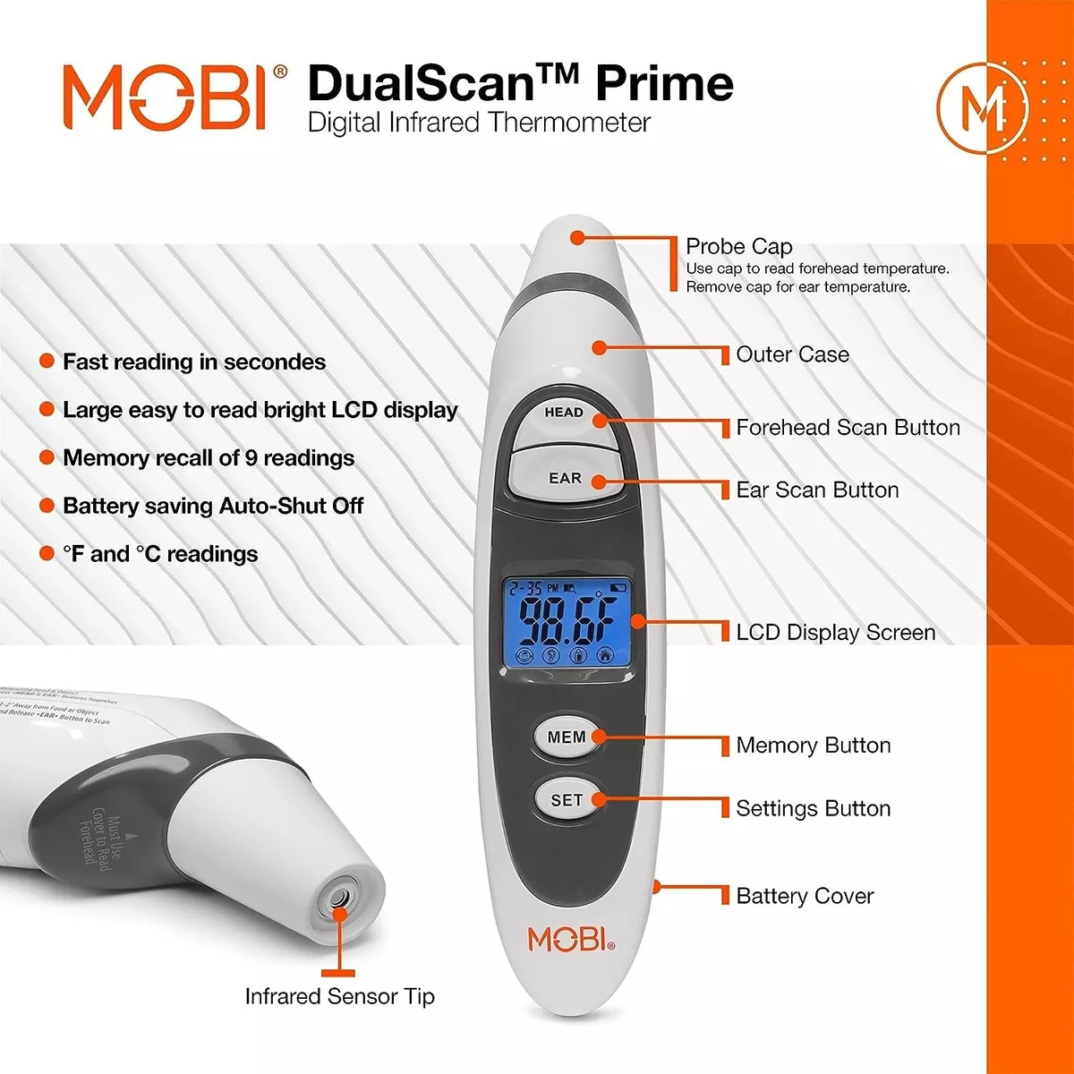 Mobi Infrared Thermometer, DualScan Prime