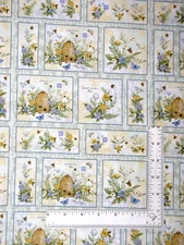 Bee Hive Floral Fabric By The Yard Bees Sweet As Can Be Cotton by Susan Winget