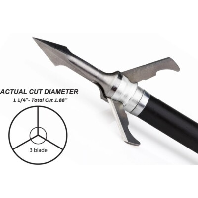Grim Reaper Fatal Steel Broadhead 3 Blade Mechanical 1 1/4  Cut 100gr 3pk 1301