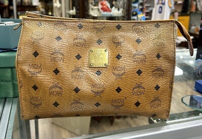 Authentic Large MCM Toiletry Pouch Monogram Clutch bag Made in Germany 