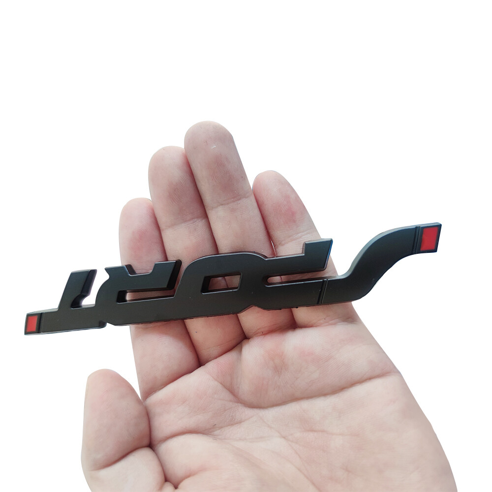 Autocollant Sport 3D Métal Chromé Pour Voiture - Badge Côté Aile Ou Coffre - Rouge Et Noir, 13,5 Cm
