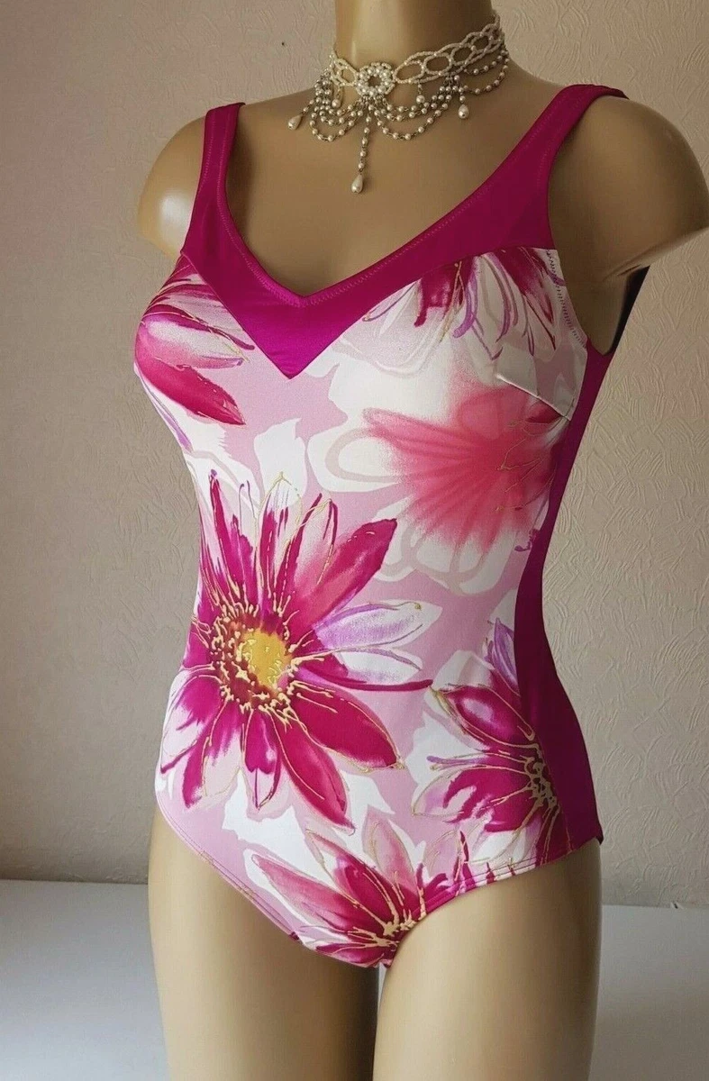 Triumph Swimsuit Swimming Costume Size 14C (36C) Pink Print L0849