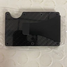 Men RFID Blocking Money Clip Slim Carbon Fiber Credit Card Holder Metal Wallet