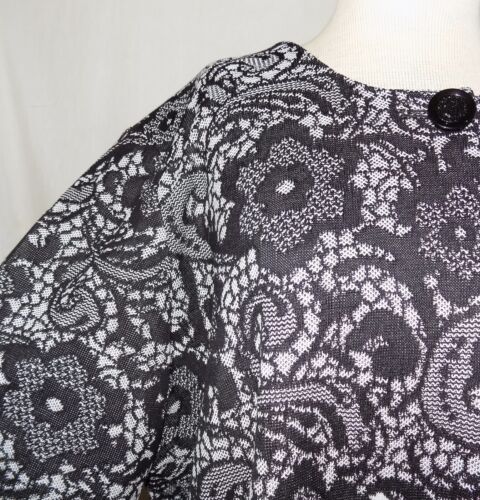 Misook grau & schwarz Blumen Spitze Print 1-Knopf weich Strick Cardigan Jacke 2X NEU - Bild 4 von 6