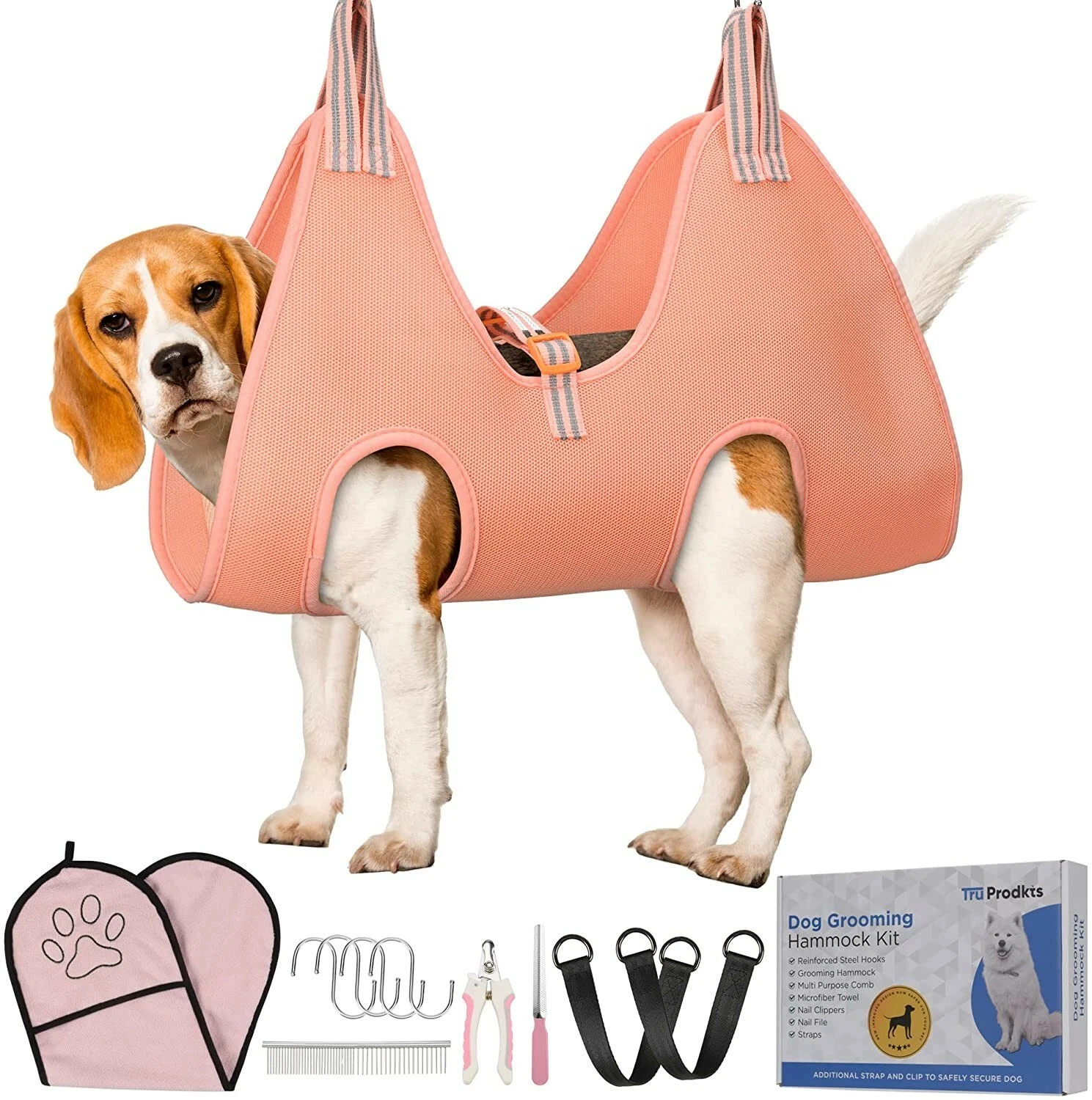Dog Grooming Hammock Puppy Grooming Kit for Fur, Nail Trimming Sz Small Pink NEW