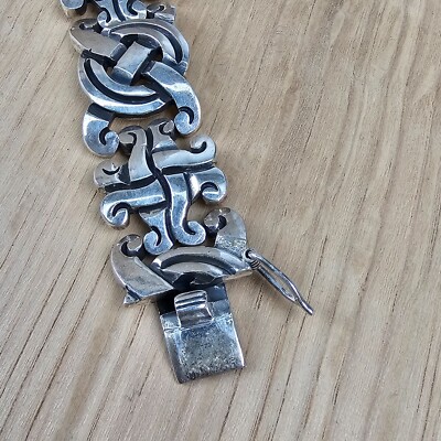 Vintage Taxco Mexico Sterling Silver 925 PJH Link Bracelet 89g