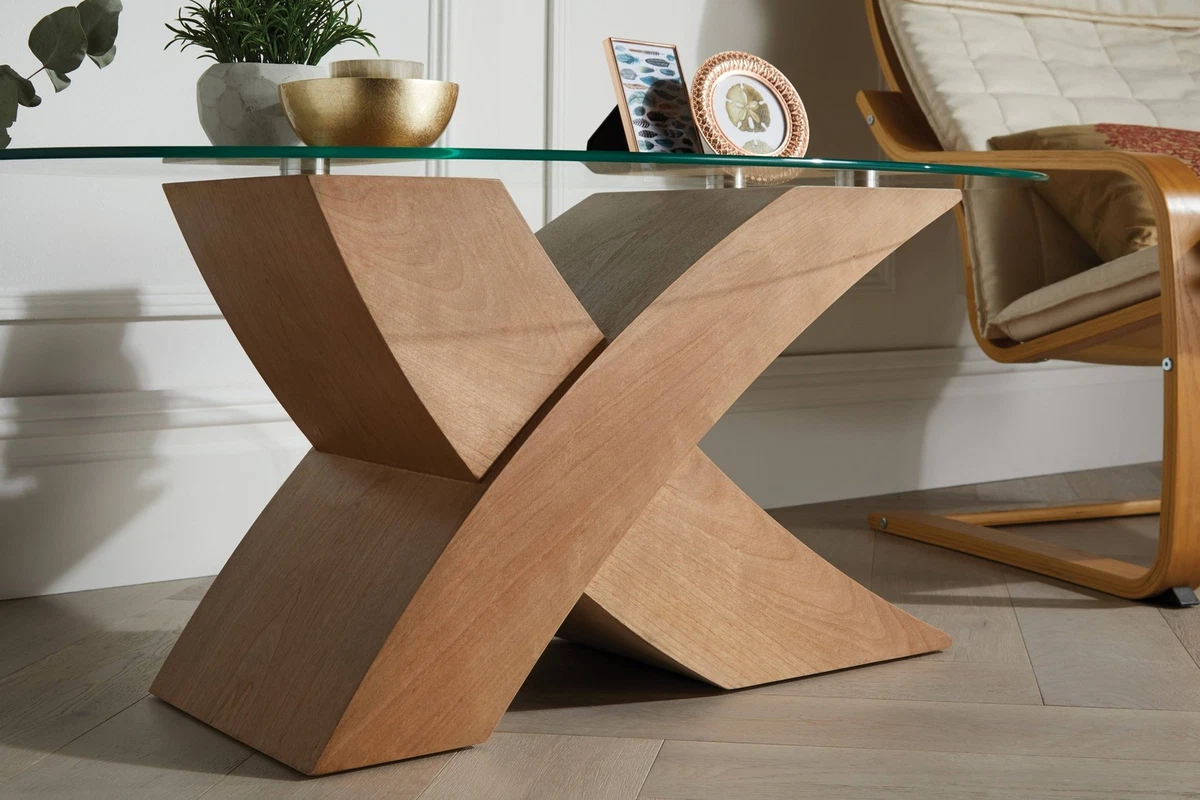 Milan oak glass sale top coffee table