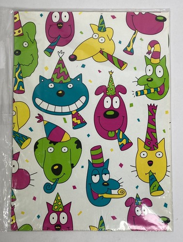 NEW VTG Wrapping Paper 2 - 20” x 30” Sheets Kids Birthday Animals Image Craft - Picture 5 of 5