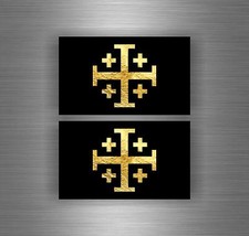 Autoadesivo Croce Di Gerusalemme Templari Bandiera Crociato Crociate r3
