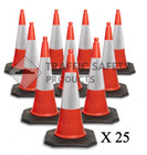 PACK OF 25 - Heavy Duty ELITE U.K Traffic Cones (2 PIECE - 750mm)