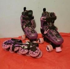 RD Roller Derby In-line / Quad Combo Skates Adjustable Sz 3 - 6