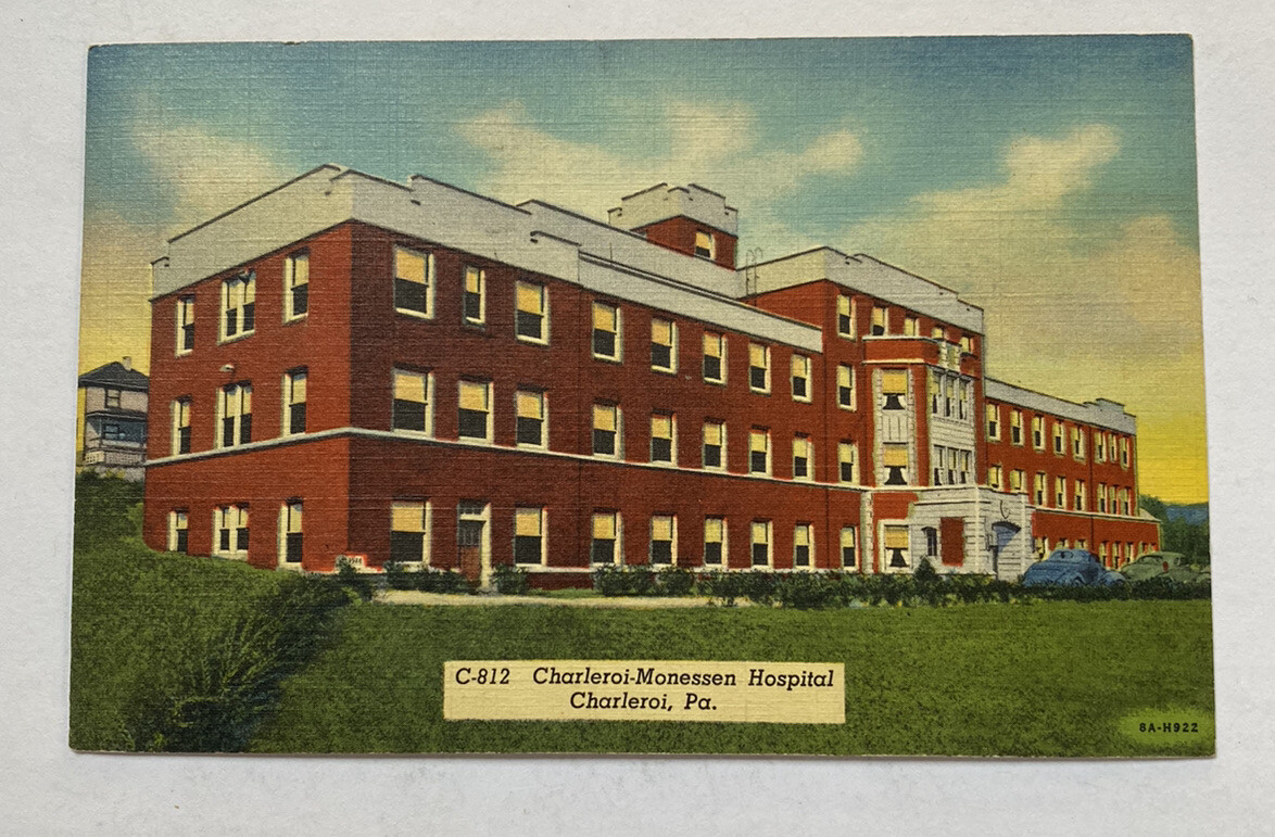 Vintage Linen Postcard CharleroiMonessen Hospital Charleroi