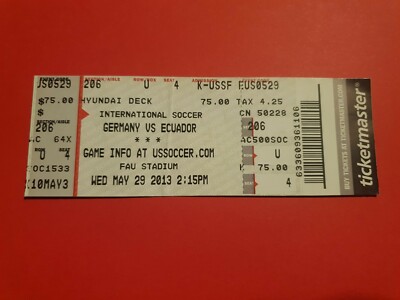 Used Ticket FIFA WC 2014 Test Ecuador vs Germany Deutschland DFB in USA 2013