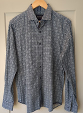 Robert Graham Modern Americana Men's TAILORED Flip Cuff Blue Check Shirt Large