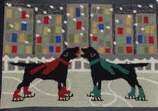 Aboiement noir labradors sur patins foulards neige crochet tapis de Noël 31,5 x 20,5