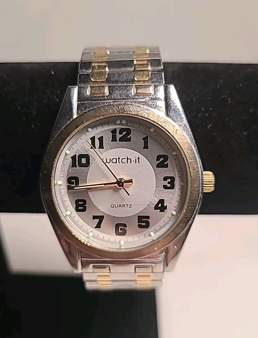 Gold and Silver Watch-It Quartz Watch Vintage Watch-it Classic Silver Gold Analog Quartz  main image 4