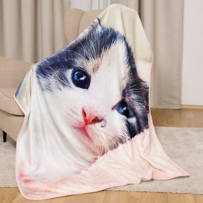 Katze Kätzchen Decke Plaid 120x150cm aus Fleece Koralle Blanket Kinderbett Wiege