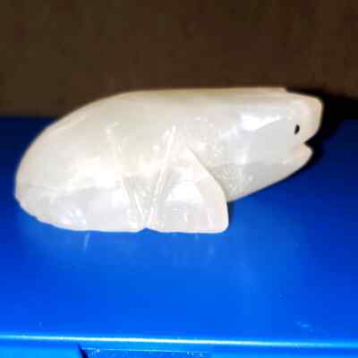 3 inch x 1.5 inch Onyx Hand Carved Stone Frog Figurine Handpainted Black Eyes