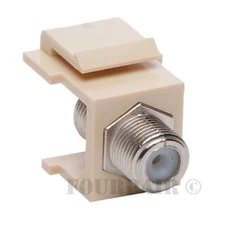 F-81 Coax Keystone Jack Snap-In Insert Cable TV Coupler Connector RG6 - Almond