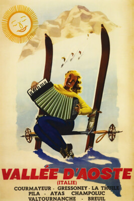 Winter Sports Italian Valle D'Aosta Vintage Art Wall Room Poster - POSTER 20x30