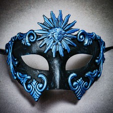 Warrior Roman Greek Sun Venetian Masquerade Ball Party Face Mask - Black Blue