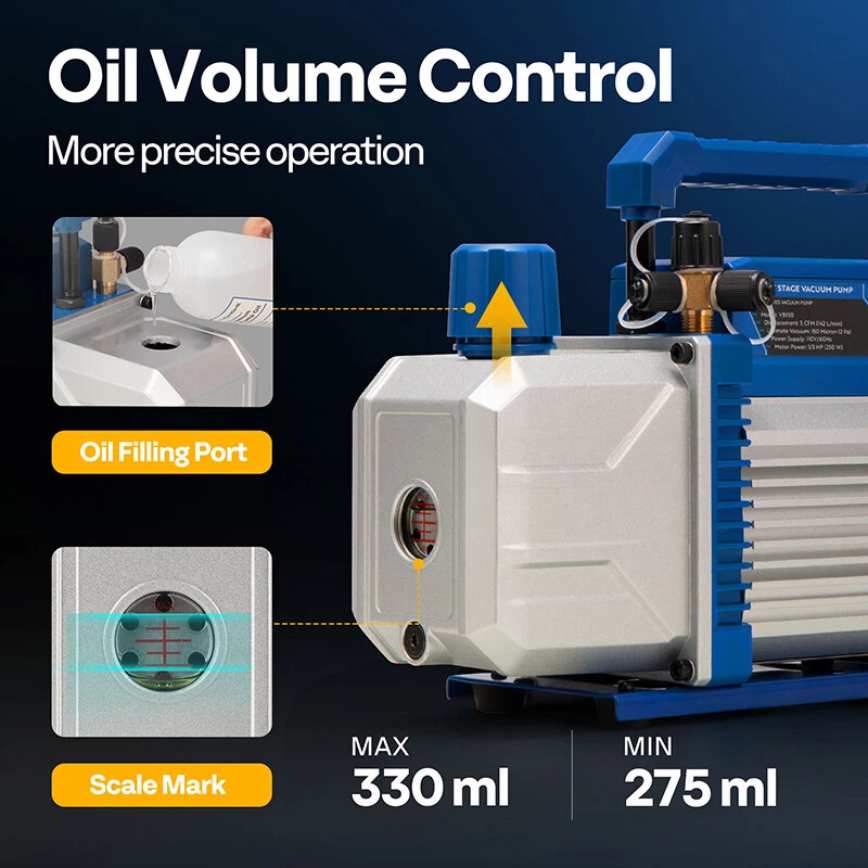 Combo 5cfm 1/3 hp Air HVAC Vacuum Pump Kit & A/C Manifold Gauge Set with Case - Image 4 of 4