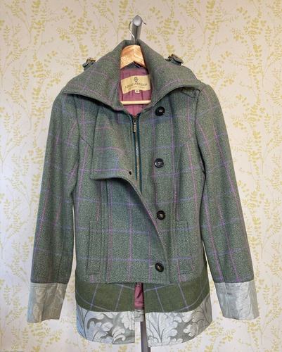 LIBERTY FREEDOM green & pink British tweed 'duchess punk' jacket UK 10 - Picture 3 of 19
