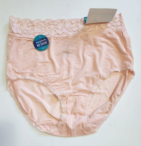 3 Vanity Fair Flattering Lace Brief Panty Peach Sorbet 13281 Sz 7/L - NWT