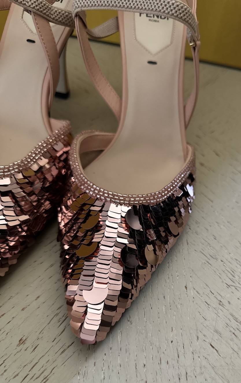 New $1190 Fendi Colibri Lite Pailette Sequin Slingback Pumps Baby Pink 7 US/37 E thumbnail 4