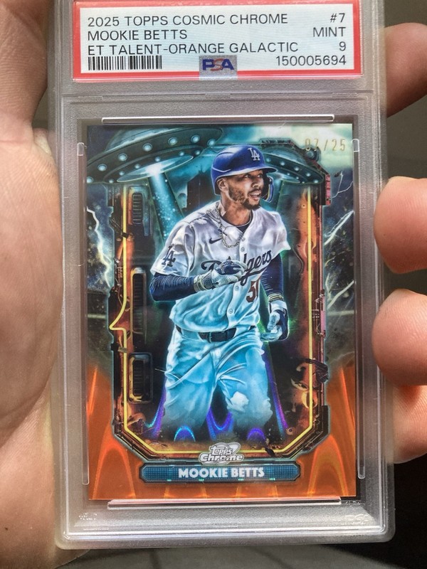 2025 Topps Cosmic Chrome Mookie Betts Extra Terrestrial Talent Orange /25 PSA 9