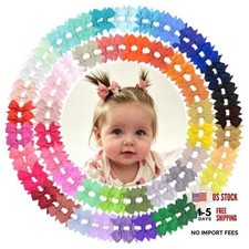 Hair Clips for Girls 100PCS - 2" Fully Lined Tiny Bows, 100Pcs/50Colors