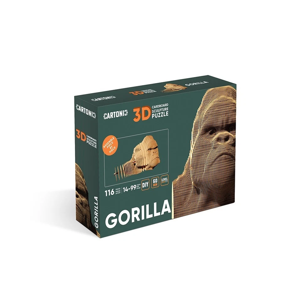 PUZZLE 3D CARTONIC - GORILLA - CARTONE PRETAGLIATO DA ASSEMBLARE DESIGN 57 PZ - Immagine 2 di 4