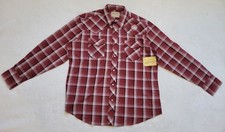 Wrangler Western Shirt Mens XL Red Plaid Pearl Snap Long Sleeve