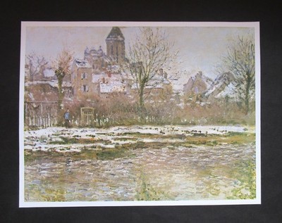 9,2'' x 7,1'' CLAUDE MONET VINTAGE DRUCK ''SCHNEE-EFFEKT BEI VETHEUIL'' RAHMENFERTIG