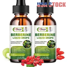 2*60ml Berberine Supplement, 1500mg Organic Berberine Liquid Drops 2 fl oz