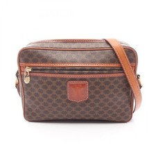 CELINE Macadam Shoulder crossbody Bag canvas leather Brown Used Women