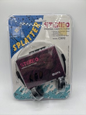 GPX Splatter Stereo Cassette Player C3012 Vintage Headphones 90 s Retro NIB