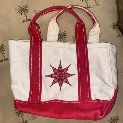 L L Bean Boat Tote Mini Stand Alone 8 Pointed Star Embroidered Red 10 