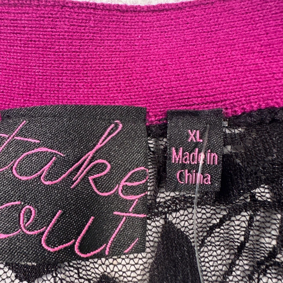 Cárdigan Suéter XL Púrpura Negro Encaje Espalda Manga Larga Nuevo con Etiquetas Y2k Foto 3 de 4